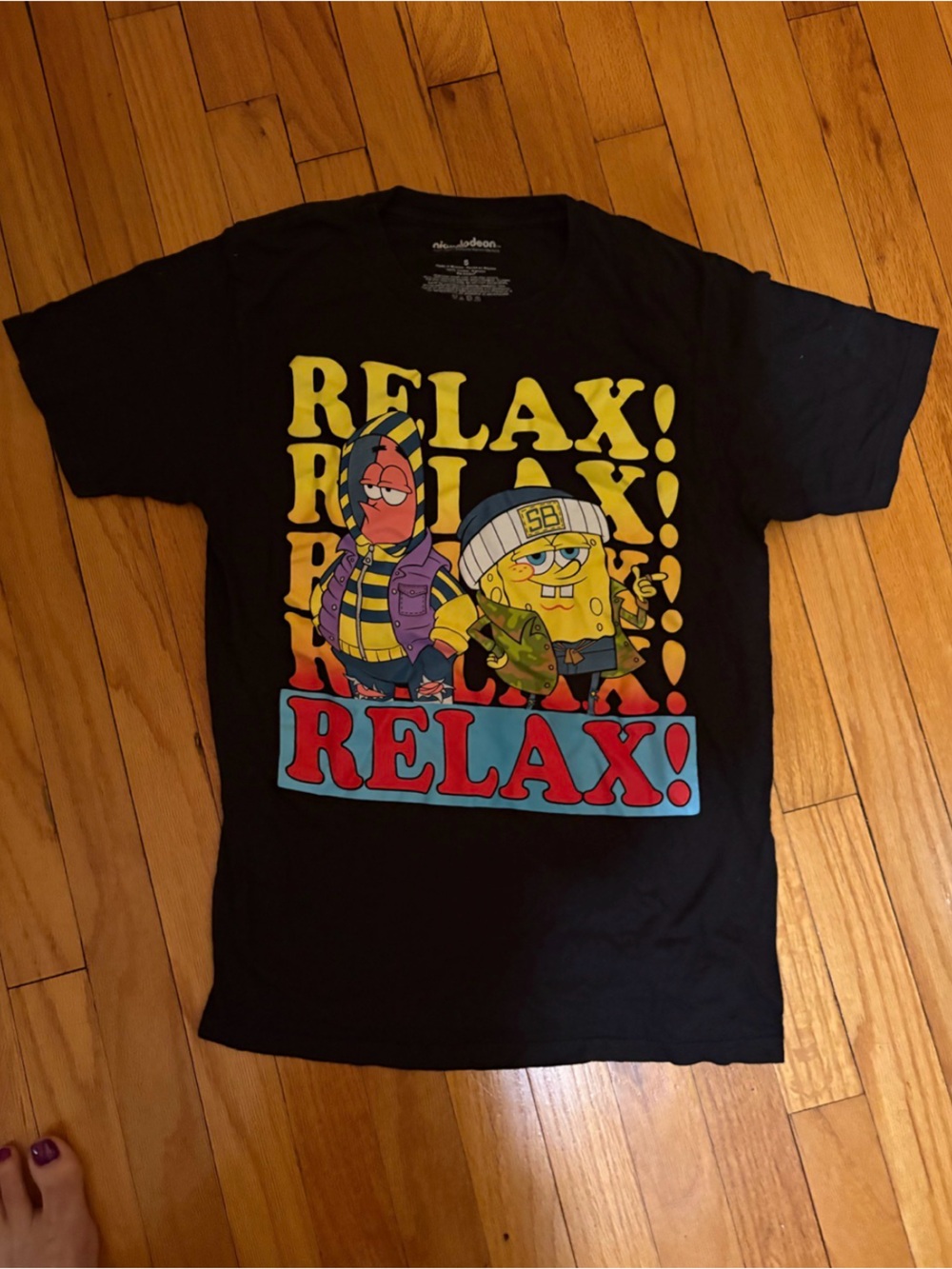 Nickelodeon Black SpongeBob 'RELAX' Short Sleeve Tee
